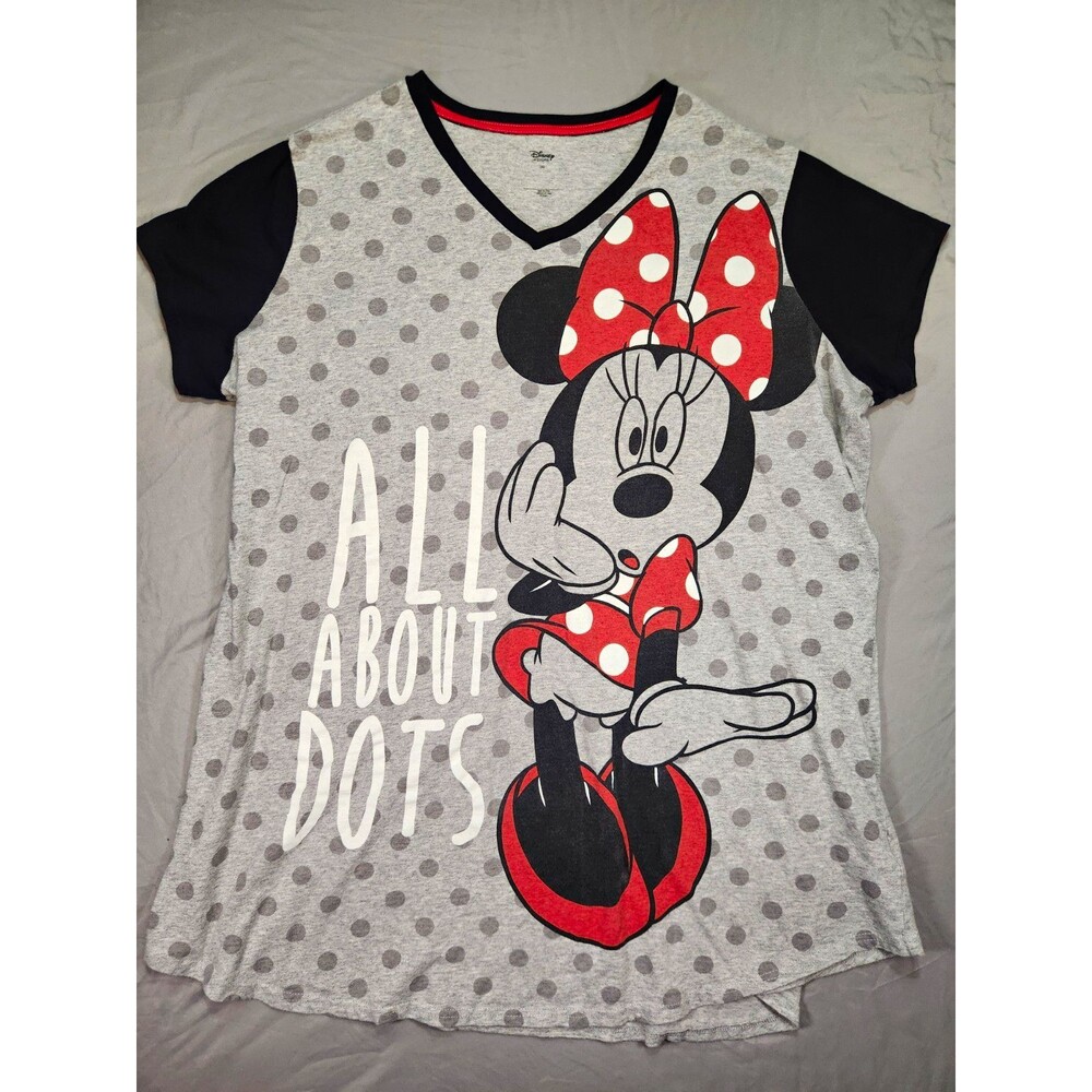 Disney Store Minnie Mouse All About Dots Sleep Shirt Nightgown Gray Womens 3XL